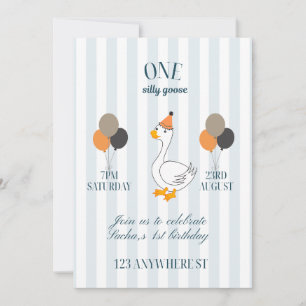 One Silly Goose Birthday Invitation Flat Card