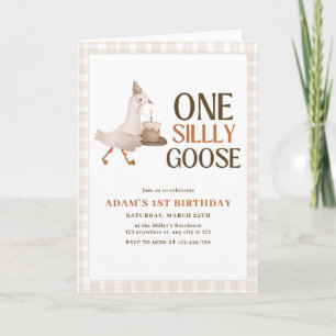 One Silly Goose Birthday Invitation, Goose 1st Boy Invitation