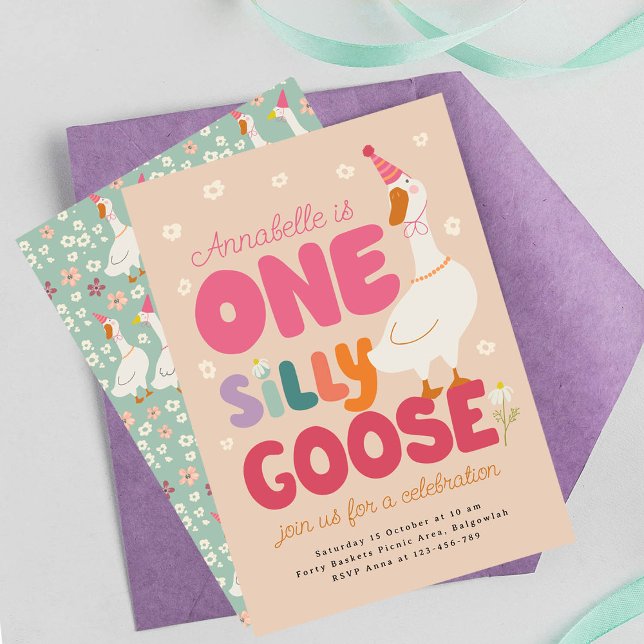 One Silly Goose Birthday Invite, Silly Goose 1st  Invitation (Creator Uploaded)