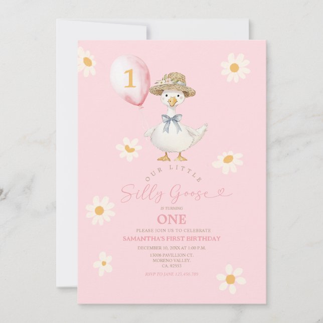 One Silly Goose Birthday Party Invitation  (Front)
