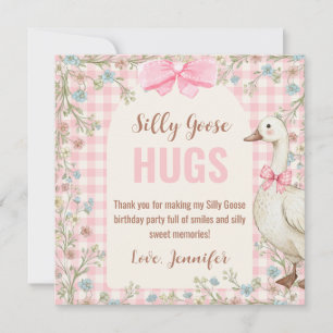 One Silly Goose Birthday Pink Gingham  Thank You Card