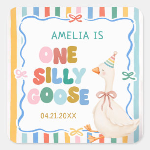 One Silly Goose Birthday Square Sticker