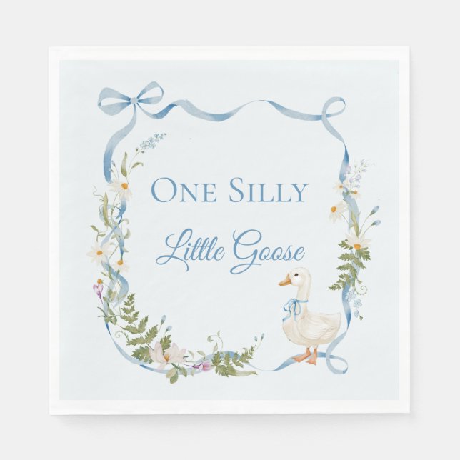 One Silly Goose Birthday Watercolor  Napkin (Front)