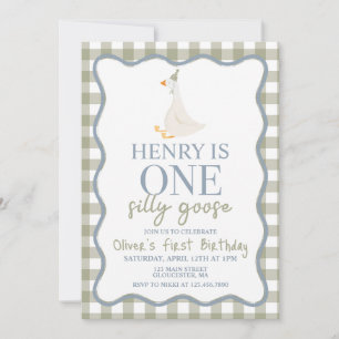 One Silly Goose blue and green Invitation