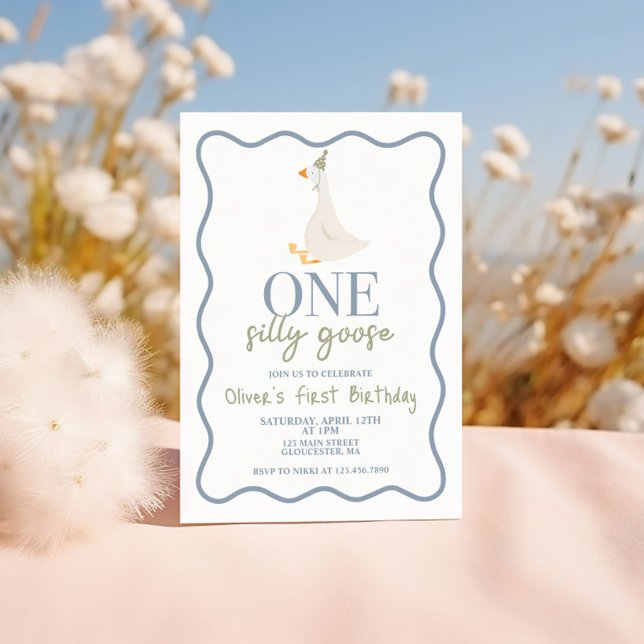 One Silly Goose blue and green Invitation (Creator Uploaded)