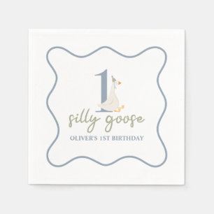One Silly Goose blue and green Napkin