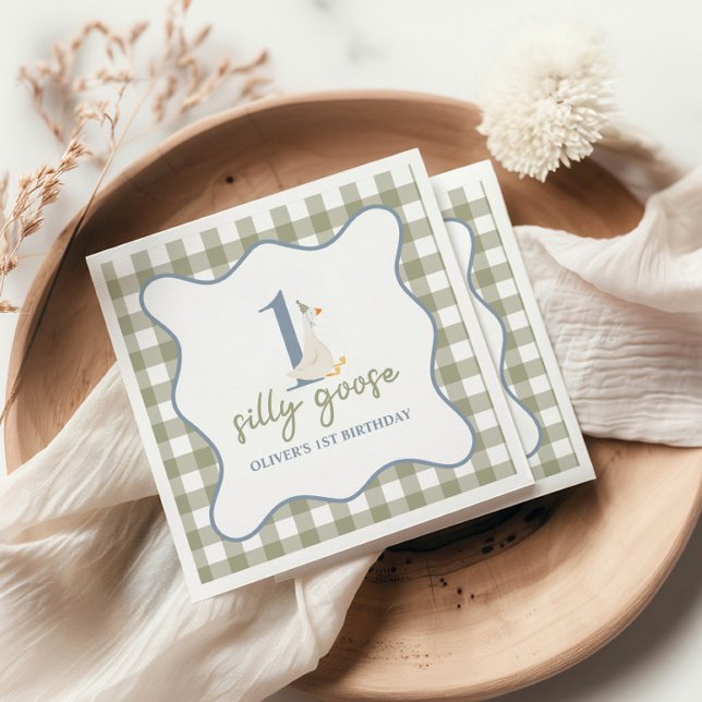 One Silly Goose blue and green Napkin (Creator Uploaded)