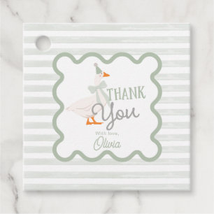 One Silly Goose Blue Bow 1st Birthday Favour Tags