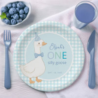 One Silly Goose Blue Boy First Birthday Party Hat