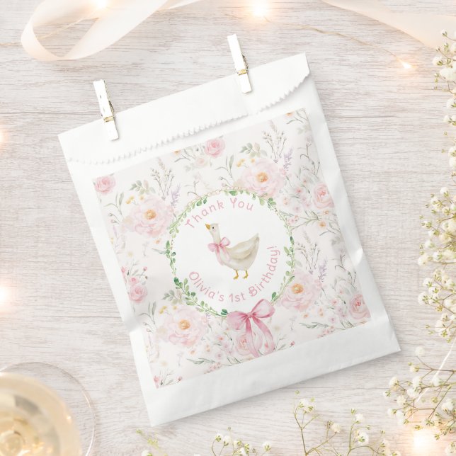 One Silly Goose Blush pink Birthday Thank you Favour Bag (Clipped)