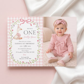 One Silly Goose Bow Widflower Birthday Invitation