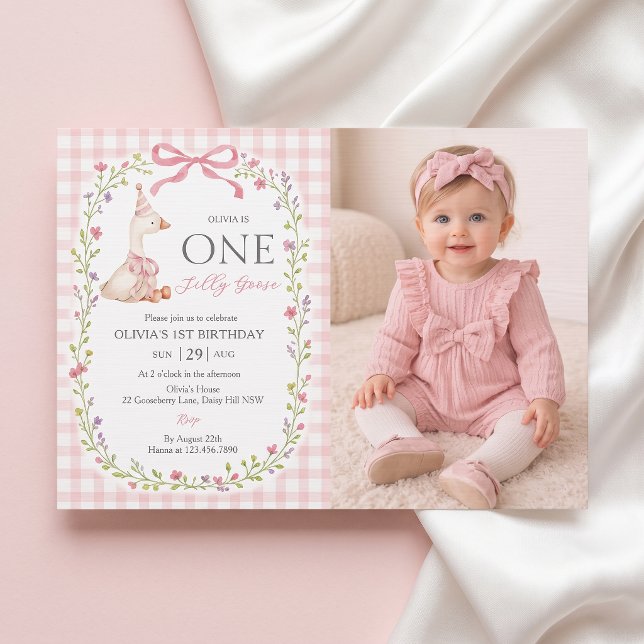 One Silly Goose Bow Widflower Birthday Invitation (Creator Uploaded)