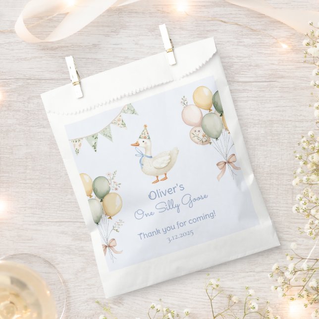 One Silly Goose Boy 1st Birthday Favour Bag (Clipped)