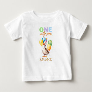 One Silly Goose Boy 1st Birthday Guest of Honor Baby T-Shirt