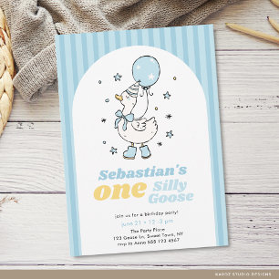 One Silly Goose Boy 1st Birthday Invitation