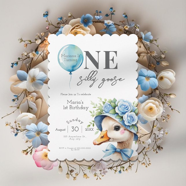 One Silly Goose Boy 1st Birthday  Invitation (Creator Uploaded)