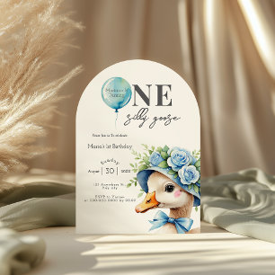 One Silly Goose Boy 1st Birthday Invitation
