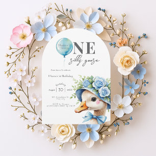 One Silly Goose Boy 1st Birthday Invitation