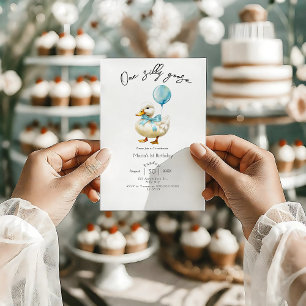 One Silly Goose Boy 1st Birthday  Invitation