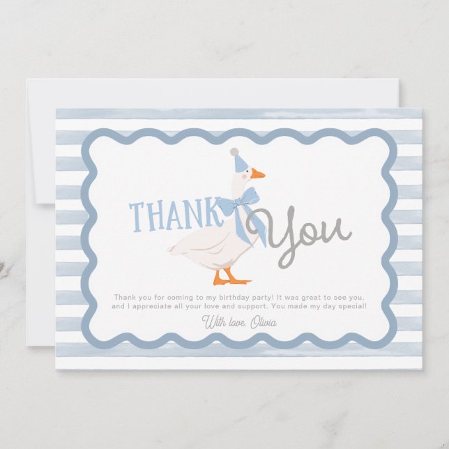 One Silly Goose Boy 1st Birthday Thank You Card (Front)