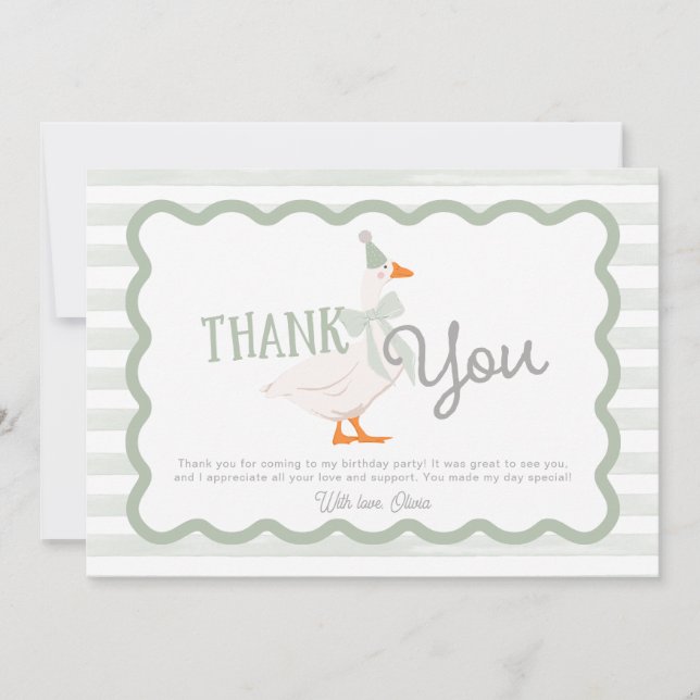 One Silly Goose Boy 1st Birthday Thank You Card (Front)