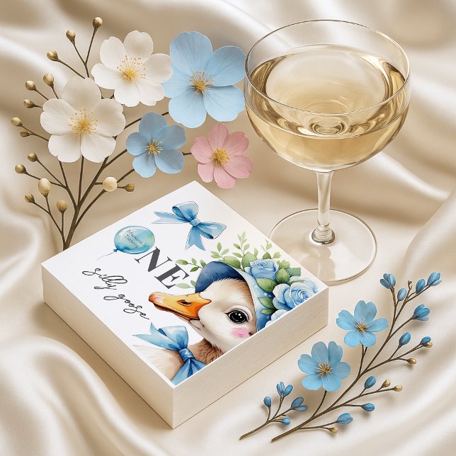 One Silly Goose Boy Birthday  Napkin (Creator Uploaded)