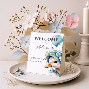 One Silly Goose Boy Birthday Pedestal Sign