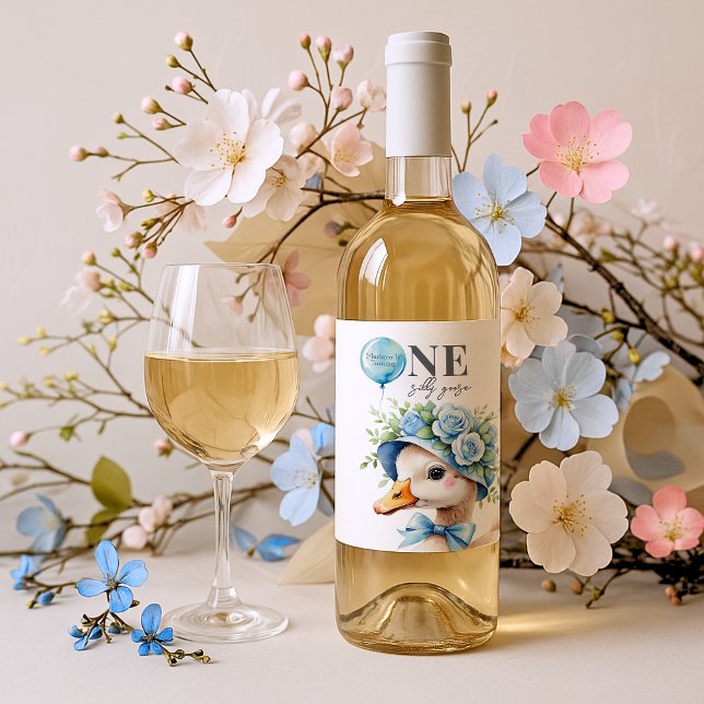 One Silly Goose Boy Birthday  Wine Label (Creator Uploaded)