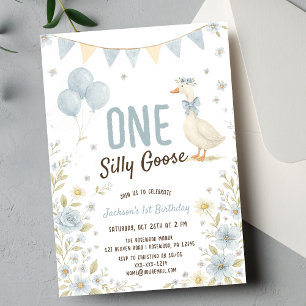 One Silly Goose Boy First Birthday Invitation