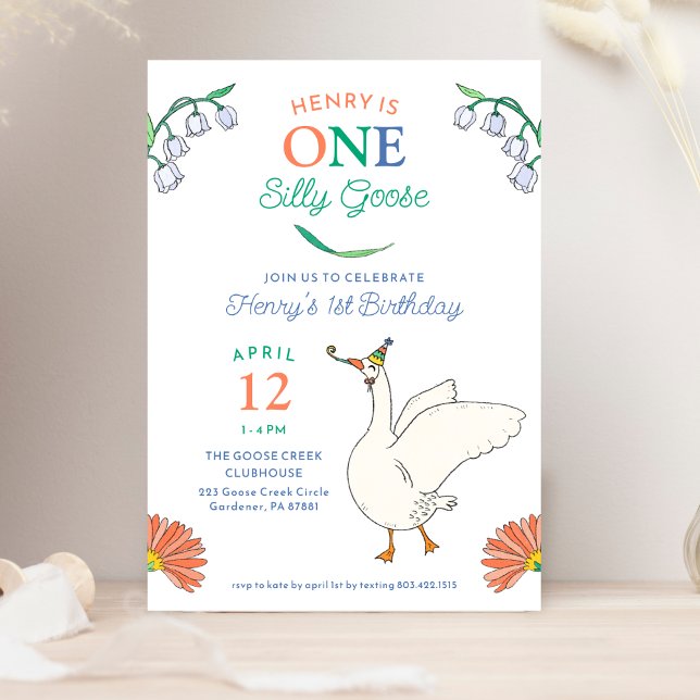 One Silly Goose Boys 1st Birthday Party Invitation (Creator Uploaded)