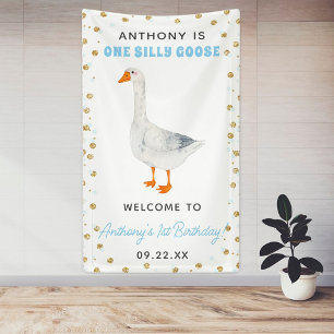 One Silly Goose Boys 1st Birthday Party Welcome Banner