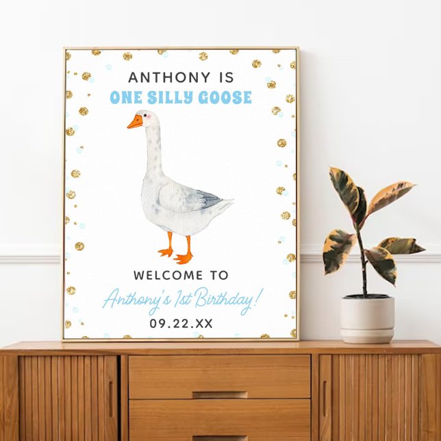 One Silly Goose Boys 1st Birthday Party Welcome Poster (Creator Uploaded)