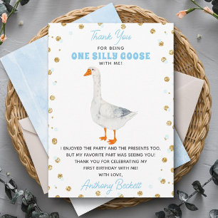 One Silly Goose Boys 1st Birthday Thank You Card