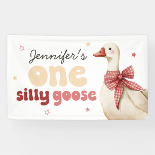 One Silly Goose Christmas Bow 1st Birthday Banner