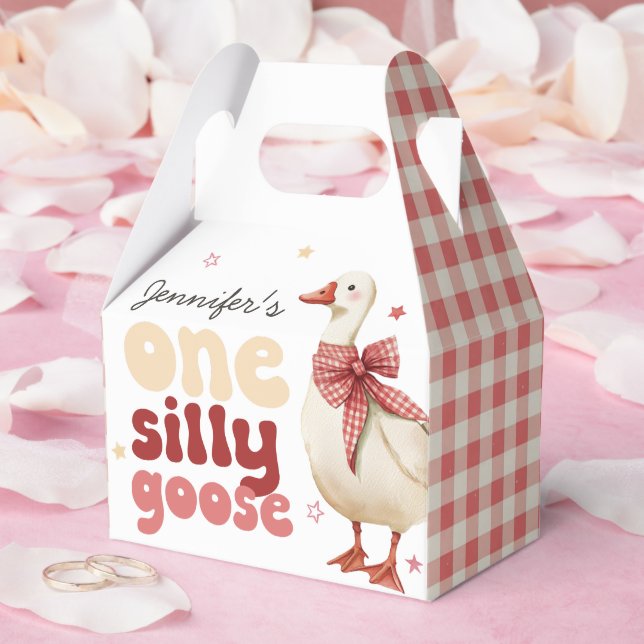 One Silly Goose Christmas Bow 1st Birthday Favour Box (Wedding)