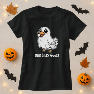 One Silly Goose Cute Halloween Shirt; Ghost Goose  T-Shirt