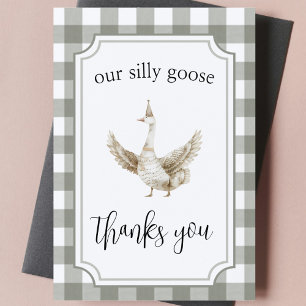 "One Silly Goose" Cute Picnic First Birthday Party Thank You Card