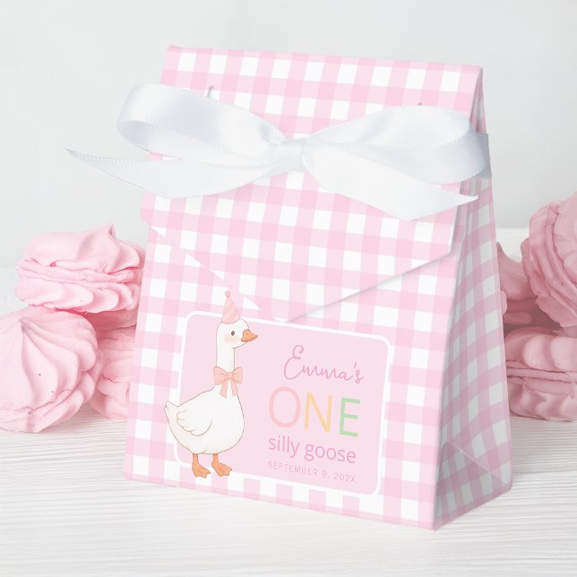 One Silly Goose Cute Pink Girl 1st Birthday Party Favour Box (Creator Uploaded)