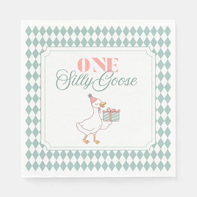 One Silly Goose dessert napkin (Front)