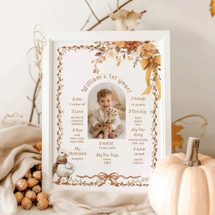 One Silly Goose Fall 1st Birthday photo Milestone Poster