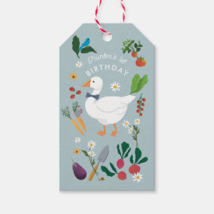 One Silly Goose Farmer Garden Theme Blue Gift Tags
