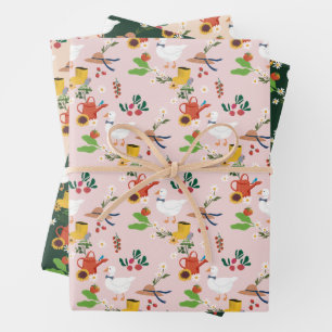 One Silly Goose Farmer Garden Theme  Wrapping Paper Sheet