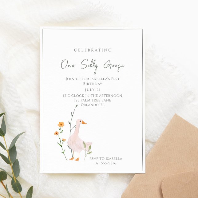 One Silly Goose Fest Birthday Minimalism Сlassic Invitation (Creator Uploaded)