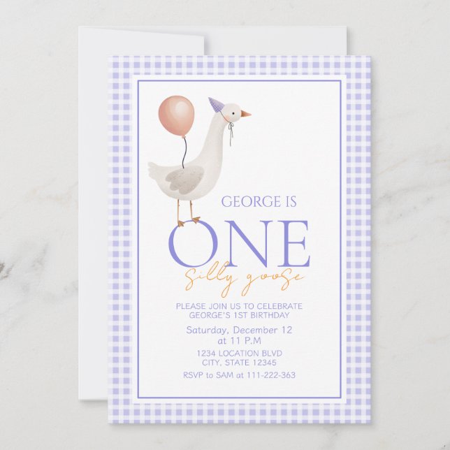  One Silly Goose First Birthday Invitation (Front)
