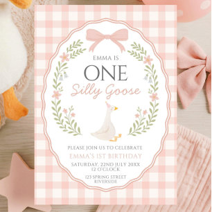 One Silly Goose First Birthday Invitation, Editabl Invitation