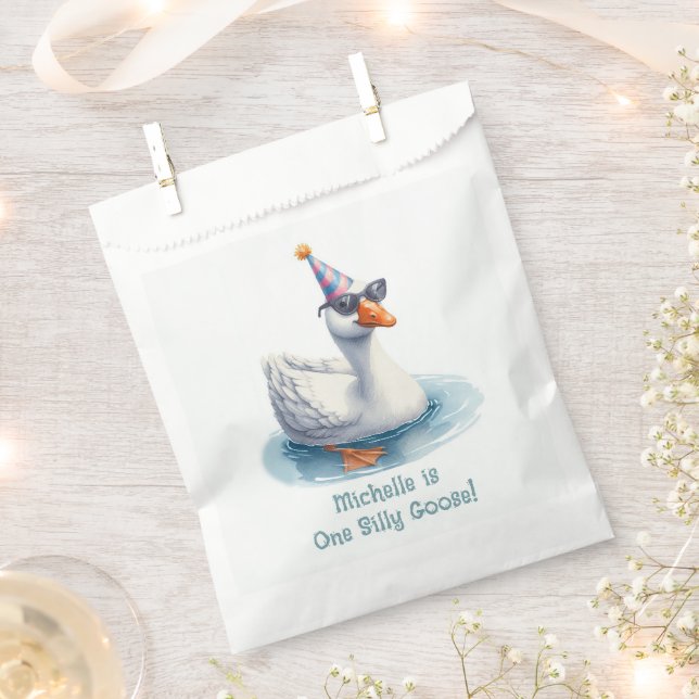 "One Silly Goose" First Birthday Party Favour Bag (Clipped)