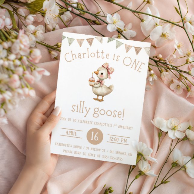 One Silly Goose, First Birthday Party Invitation (Creator Uploaded)