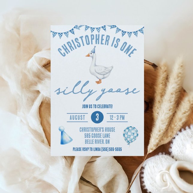 One Silly Goose, First Birthday Party Invitation (Creator Uploaded)