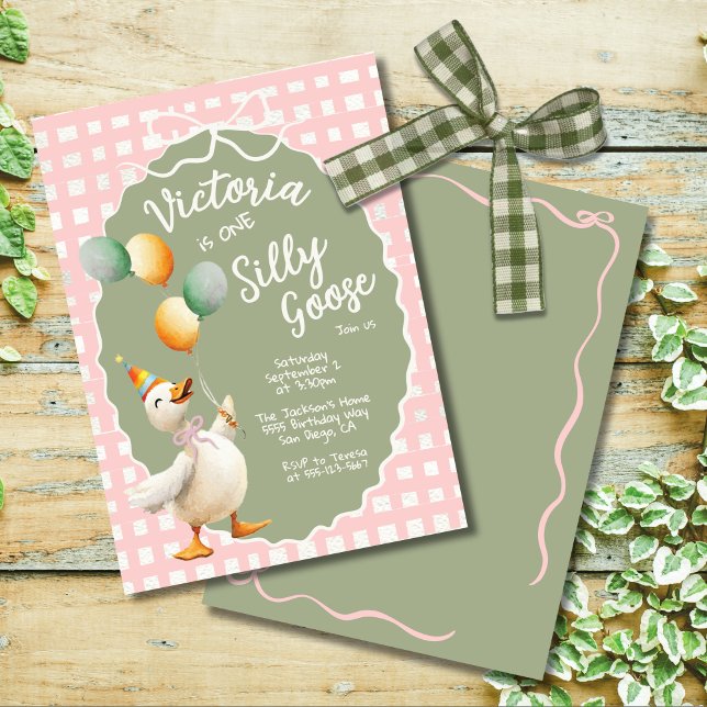 One Silly Goose First Birthday Party Invitation (Creator Uploaded)