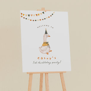One Silly Goose First Birthday Party Welcome Sign